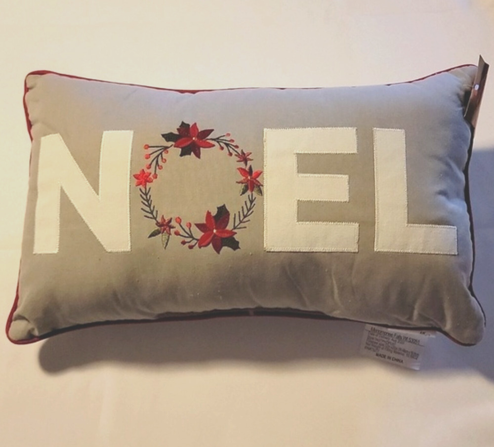 St Nicholas Square Noel Throw Pillow Grey 12"x20" Christmas Modern
